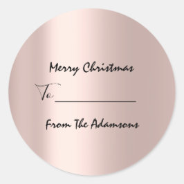 Adesivo Redondo Feliz Natal Para..Do Rosa de Feriados de Nome da F