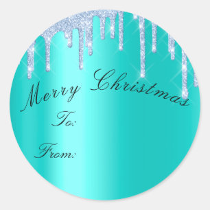 Adesivo Redondo Feliz Natal Para Feriados MInt Drives Blue