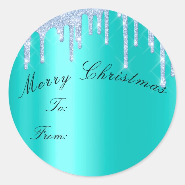 Adesivo Redondo Feliz Natal Para Feriados MInt Drives Blue (Frente)