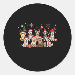 Adesivo Redondo Feliz Natal Para O Cão Woofmas Retro Reindeer Chr