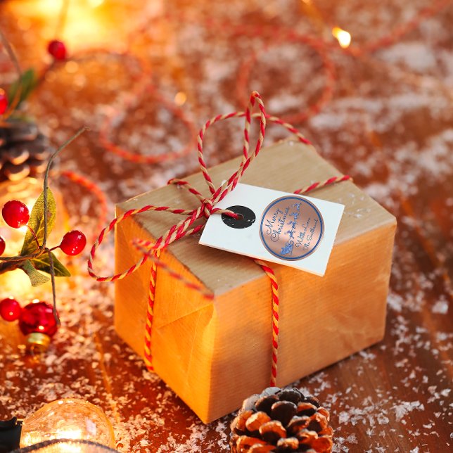 Adesivo Redondo Feliz Natal Para Os Papais noeis De Glitter Marinh (Merry Christmas To From Blue Navy Glitter Santa Classic Round Sticker )