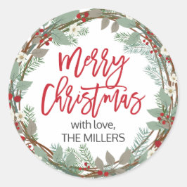 Adesivo Redondo Feliz Natal Personalizado Padrões redondos para pr