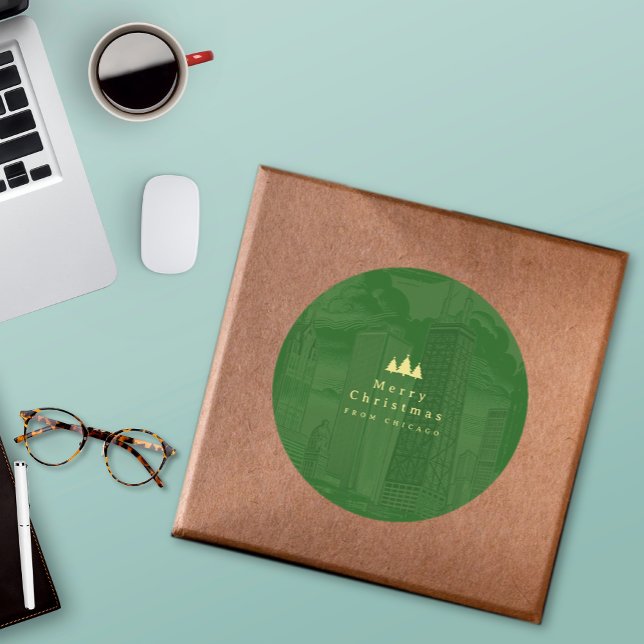 Adesivo Redondo Feliz Natal - Personalizado Verde (Merry Christmas Green Custom Classic Round Sticker
)