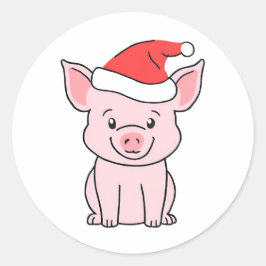 Adesivo Redondo Feliz Natal Piggie com Papai Noel