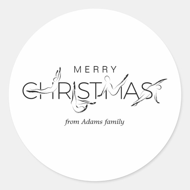 Adesivo Redondo Feliz natal Pilatos instrutor de presentes (Frente)