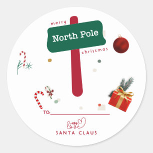 Adesivo Redondo Feliz Natal Pólo Norte Papai Noel 