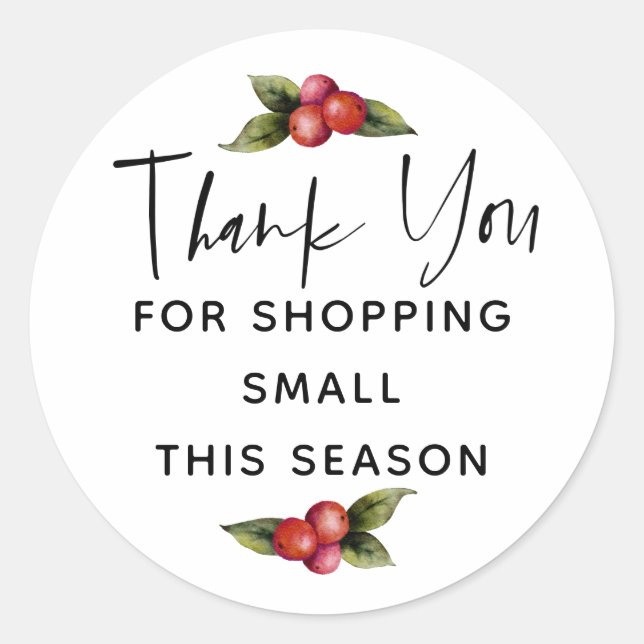 Adesivo Redondo Feliz Natal Por Comprar Pequenas Empresas (Frente)