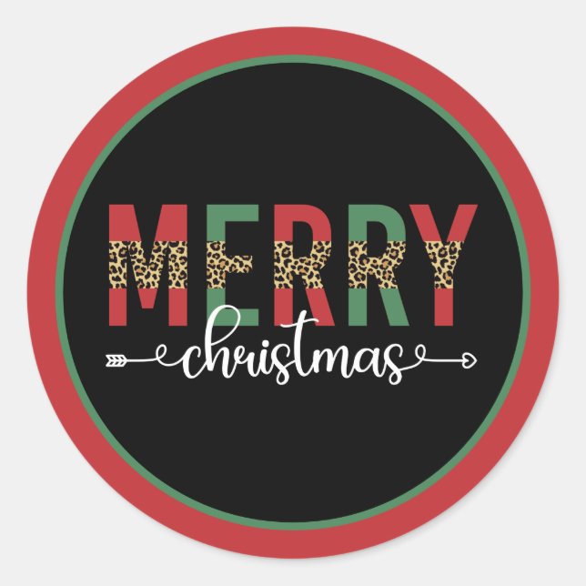 Adesivo Redondo Feliz Natal Presentes de Celebração de Natal em Fa (Frente)