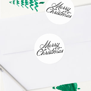 Adesivo Redondo Feliz Natal - Preto e Branco