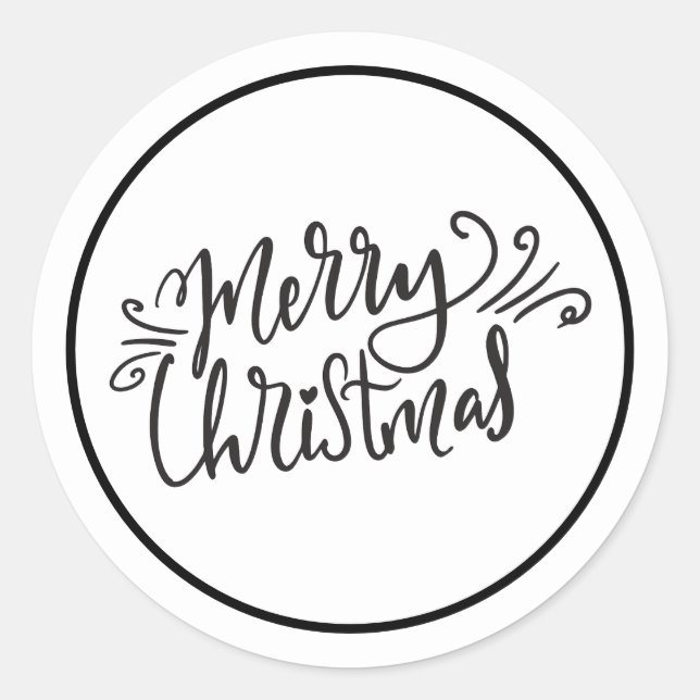 Adesivo Redondo Feliz Natal preto e branco (Frente)