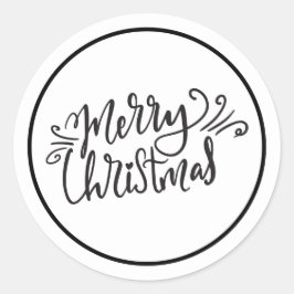 Adesivo Redondo Feliz Natal preto e branco