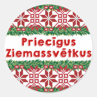 Adesivo Redondo Feliz Natal Priecīgus Ziemassvētkus