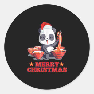 Adesivo Redondo Feliz Natal - Ramen Panda Noodles Japoneses