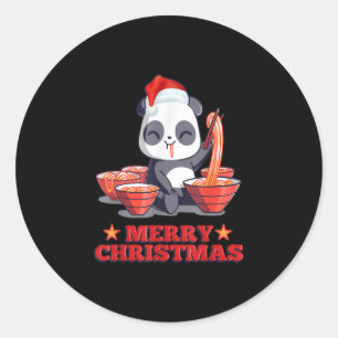 Adesivo Redondo Feliz Natal - Ramen Panda Noodles Japoneses