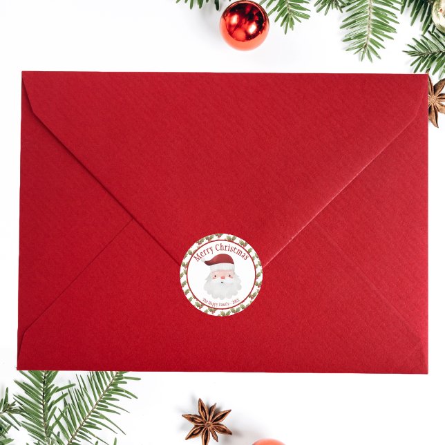 Adesivo Redondo Feliz Natal Red Papai Noel (Christmas Santa Claus Sticker the you can easily personilze.)