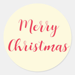 Adesivo Redondo Feliz Natal Red Script Cream Simples