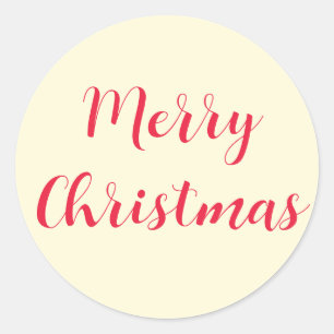Adesivo Redondo Feliz Natal Red Script Cream Simples