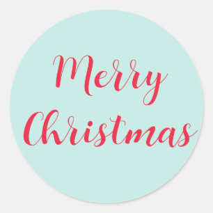 Adesivo Redondo Feliz Natal Red Script Mint Green Simples