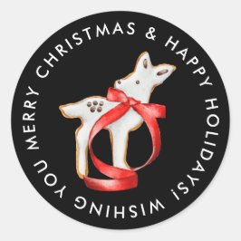 Adesivo Redondo Feliz Natal Reindeer Cookie Personalizado