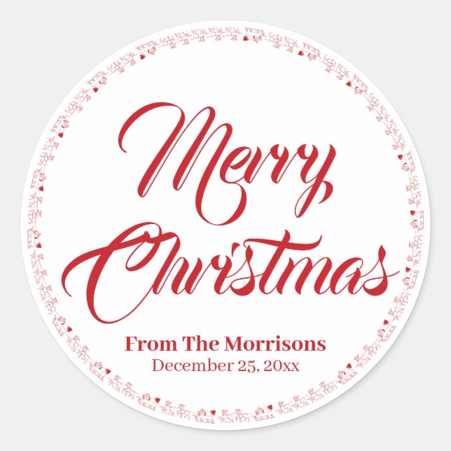 Adesivo Redondo Feliz Natal - Reindeer de Papais noeis de script p (Frente)