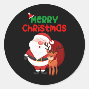 Adesivo Redondo Feliz Natal Reindeer Família Xmas 2024 Homens Mulh