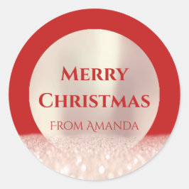 Adesivo Redondo Feliz Natal - Rosa Red Glitter Spark