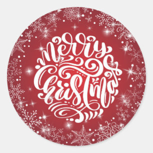 Adesivo Redondo Feliz Natal Round Snowflake Sparkle
