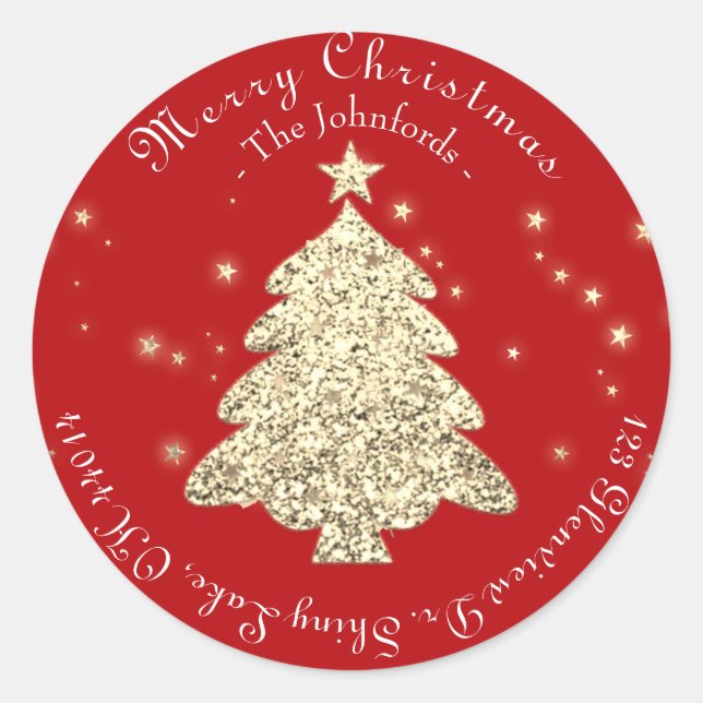 Adesivo Redondo Feliz Natal RSVP Saudações Burgundy Dourado (Frente)