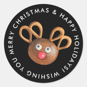 Adesivo Redondo Feliz Natal, Rudolph Cookie Personalizado