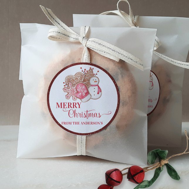 Adesivo Redondo Feliz Natal Rustic Holiday Gingercake Cookies (Criador carregado)