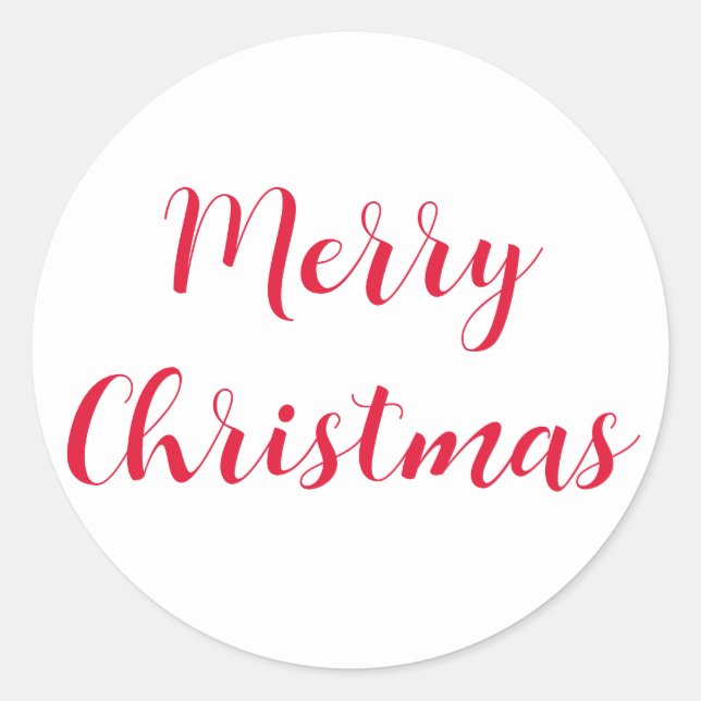 Adesivo Redondo Feliz Natal - Script Vermelho Simples Branco (Frente)