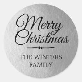 Adesivo Redondo Feliz Natal - Selo de Envelope Silver Personalizad