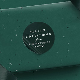 Adesivo Redondo Feliz Natal, simples e rústico feriado verde escur