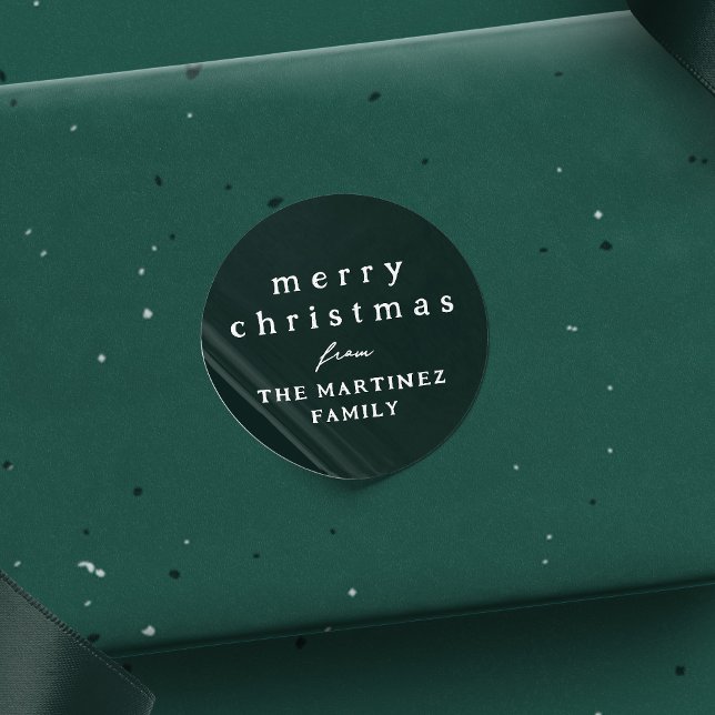 Adesivo Redondo Feliz Natal, simples e rústico feriado verde escur (Criador carregado)