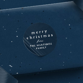 Adesivo Redondo Feliz Natal - simples feriado azul-marinho