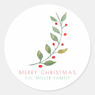 Adesivo Redondo Feliz Natal simples, mínimo
