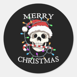 Adesivo Redondo Feliz Natal Skeleeton Men Women