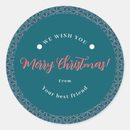 Adesivo Redondo Feliz Natal Snowflake Sticker