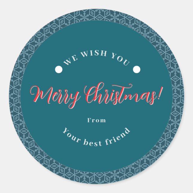 Adesivo Redondo Feliz Natal Snowflake Sticker (Frente)