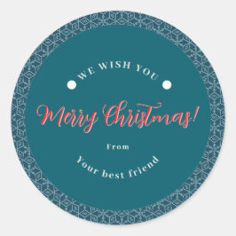 Adesivo Redondo Feliz Natal Snowflake Sticker