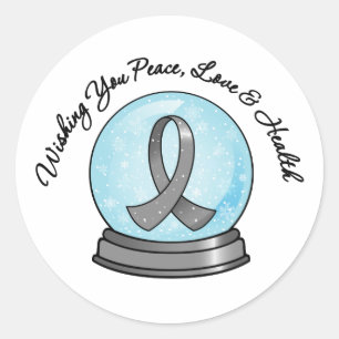 Adesivo Redondo Feliz Natal Snowglobe da fita do cancro cerebral