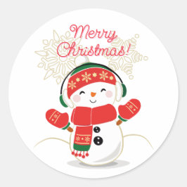 Adesivo Redondo Feliz Natal Snowman