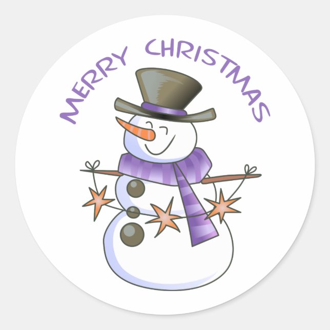 Adesivo Redondo Feliz Natal Snowman (Frente)