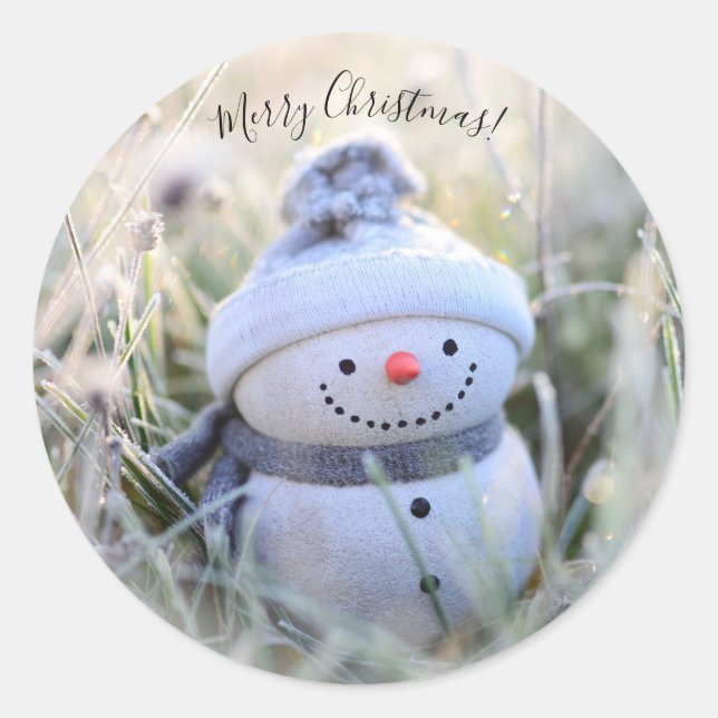 Adesivo Redondo Feliz Natal Snowman Stickers Envelope Seals (Frente)