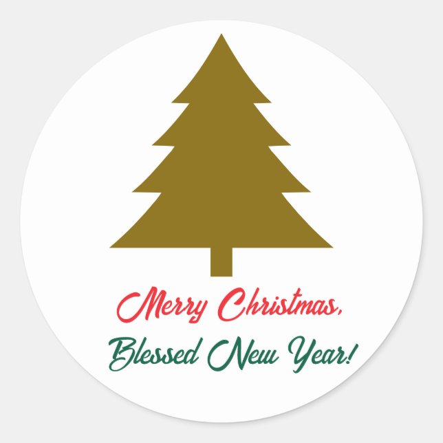 Adesivo Redondo Feliz Natal, Sticker (Frente)