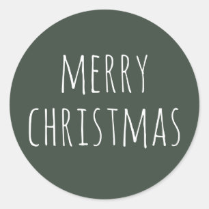 Adesivo Redondo Feliz Natal. Típica simples e verde-sábio