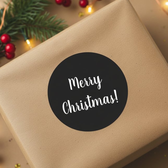 Adesivo Redondo Feliz Natal - Tipografia Preta e Branca (Criador carregado)