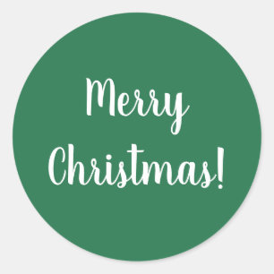 Adesivo Redondo Feliz Natal Tipografia Verde e Branco Festivo