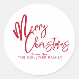 Adesivo Redondo Feliz Natal | Tipografia Vermelha