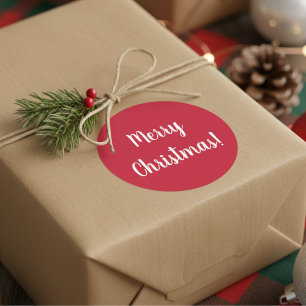 Adesivo Redondo Feliz Natal Tipografia Vermelha e Branca Festiva